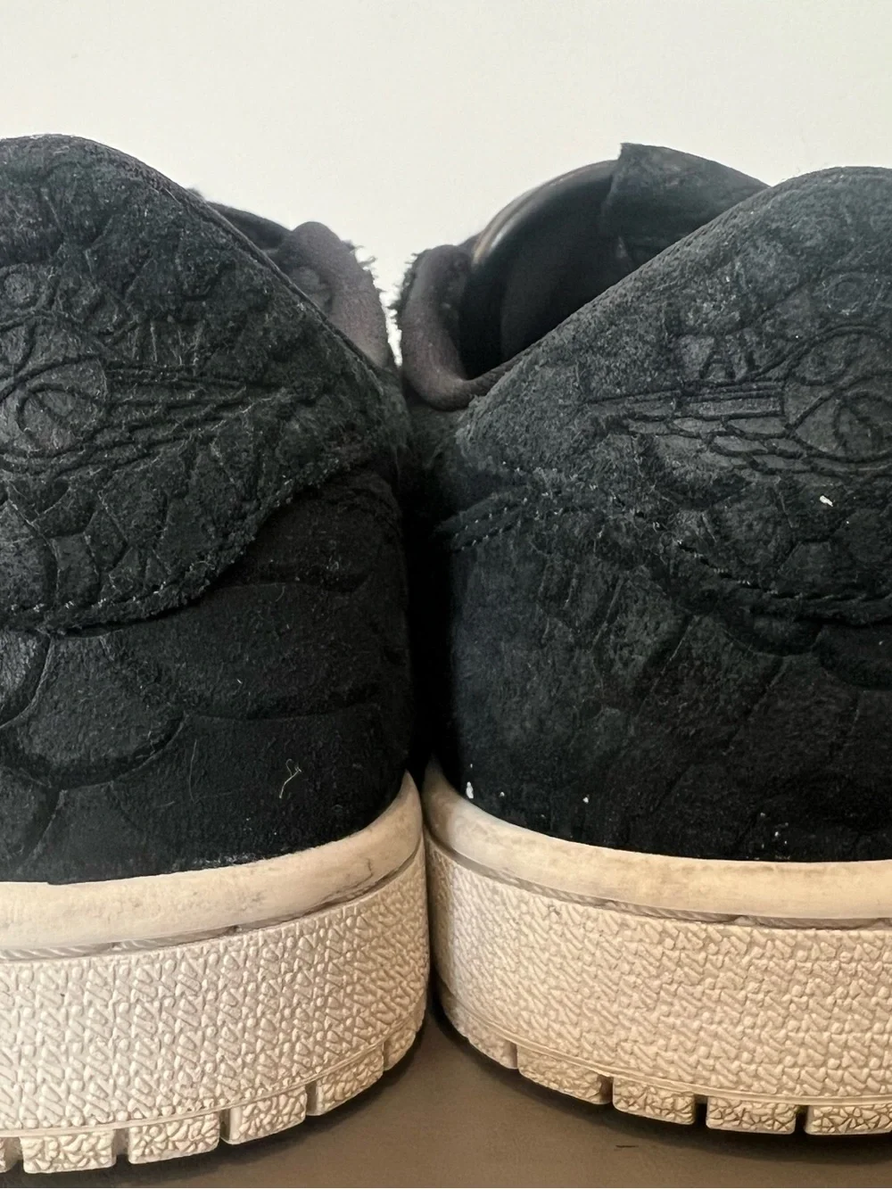 Jordan Women's Black Low-Top Sneakers with Gold Lace Aglets